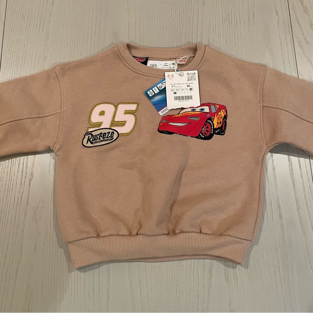 Zara Kids Cars Lightning McQueen Pixar Crewneck Sweatshirt - Size 18 months 86cm